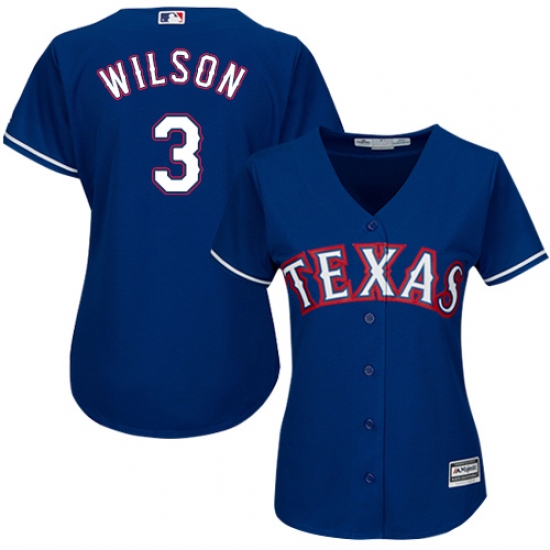 Women's Majestic Texas Rangers 3 Russell Wilson Authentic Royal Blue Alternate 2 Cool Base MLB Jersey