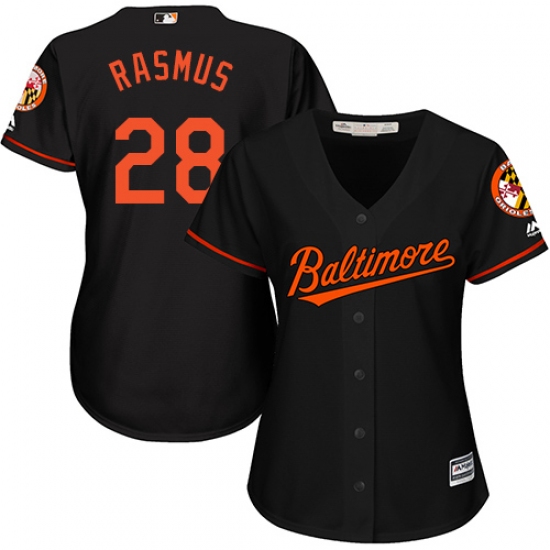 Women's Majestic Baltimore Orioles 28 Colby Rasmus Replica Black Alternate Cool Base MLB Jersey
