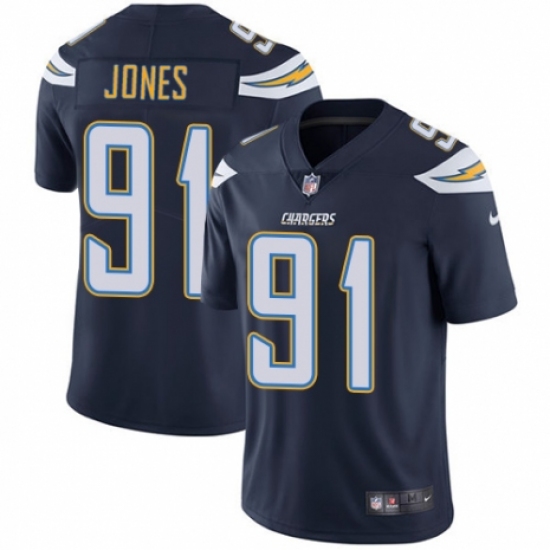 Youth Nike Los Angeles Chargers 91 Justin Jones Navy Blue Team Color Vapor Untouchable Limited Player NFL Jersey