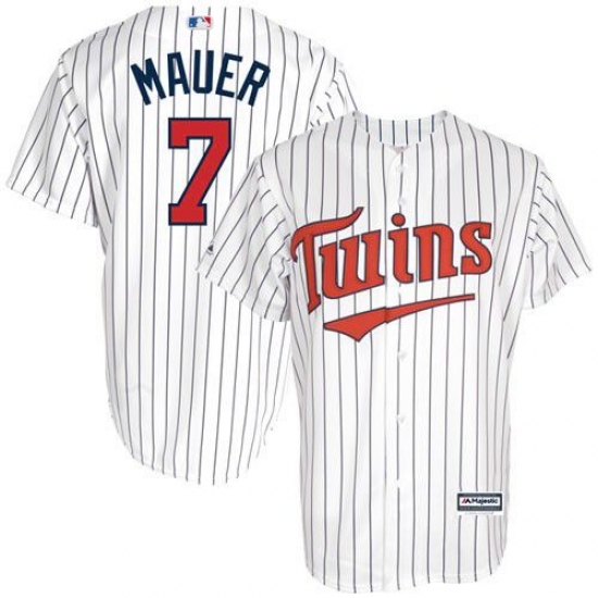Men's Majestic Minnesota Twins 7 Joe Mauer Authentic White Cool Base MLB Jersey
