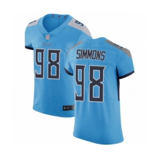 Men's Tennessee Titans 98 Jeffery Simmons Light Blue Alternate Vapor Untouchable Elite Player Football Jersey