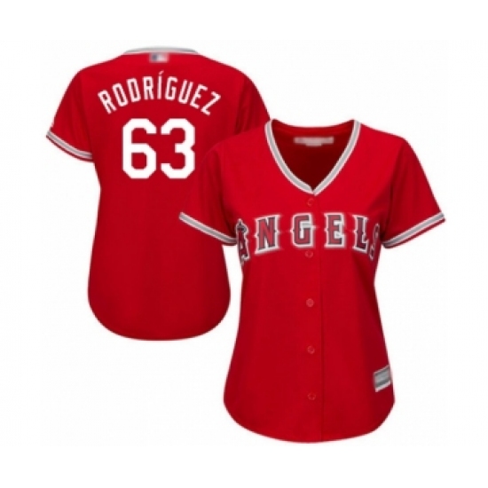 Women's Los Angeles Angels of Anaheim 63 Jose Rodriguez Authentic Red Alternate Cool Base Baseball Player Jersey