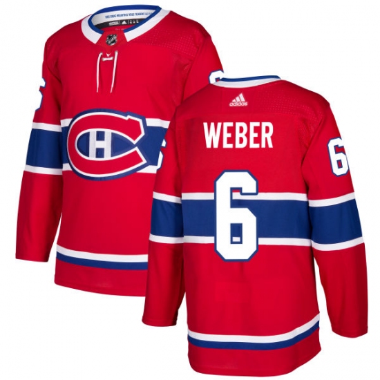Men's Adidas Montreal Canadiens 6 Shea Weber Authentic Red Home NHL Jersey