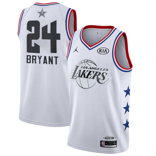 Men's Nike Los Angeles Lakers 24 Kobe Bryant White Basketball Jordan Swingman 2019 All-Star Game Jersey