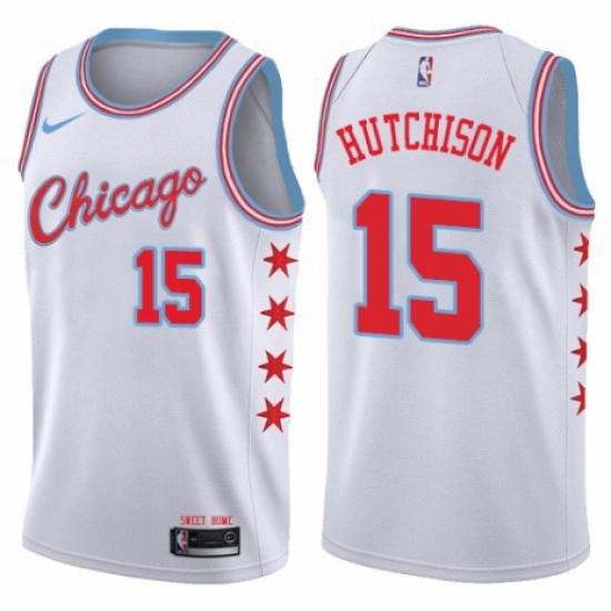 Men's Nike Chicago Bulls 15 Chandler Hutchison Swingman White NBA Jersey - City Edition