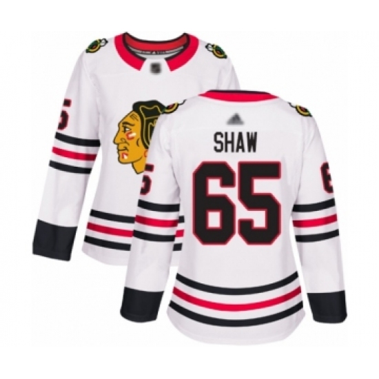 Women's Chicago Blackhawks 65 Andrew Shaw Authentic White Away Hockey Jersey