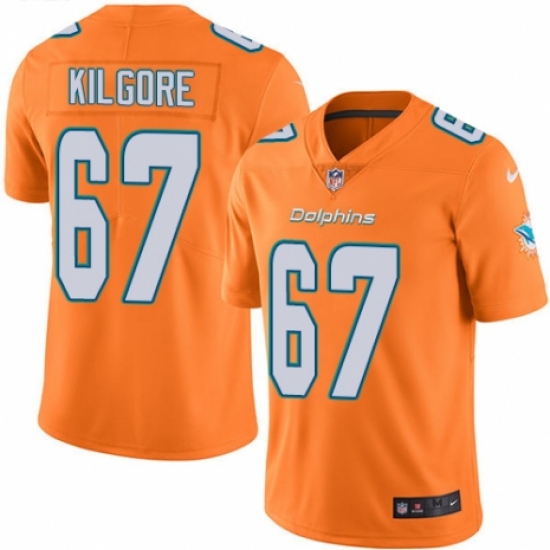 Men's Nike Miami Dolphins 67 Daniel Kilgore Limited Orange Rush Vapor Untouchable NFL Jersey