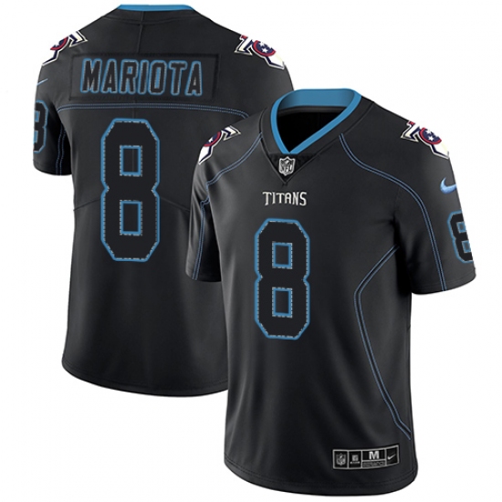 Men's Nike Tennessee Titans 8 Marcus Mariota Limited Lights Out Black Rush NFL Jersey