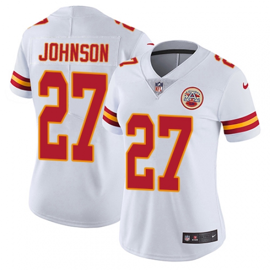 Women's Nike Kansas City Chiefs 27 Larry Johnson White Vapor Untouchable Limited Player NFL Jersey