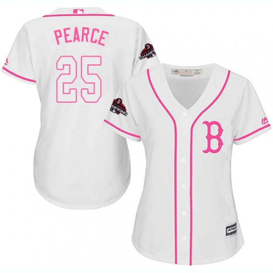 Women's Majestic Boston Red Sox 25 Steve Pearce Authentic White Fashion 2018 World Series Champions MLB Jersey