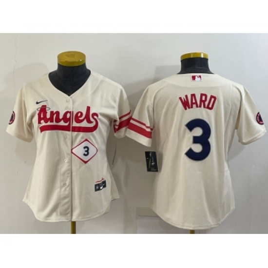 Women's Los Angeles Angels 3 Taylor Ward 2022 Cream City Connect Stitched Baseball Jersey(Run Small)