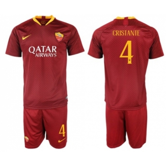 Roma 4 Cristante Red Home Soccer Club Jersey