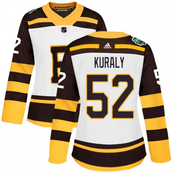 Women's Adidas Boston Bruins 52 Sean Kuraly Authentic White 2019 Winter Classic NHL Jersey