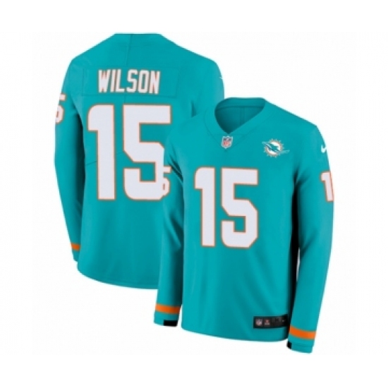 Men's Nike Miami Dolphins 15 Albert Wilson Limited Aqua Therma Long Sleeve NFL Jersey
