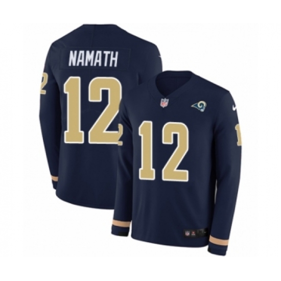Men's Nike Los Angeles Rams 12 Joe Namath Limited Navy Blue Therma Long Sleeve NFL Jersey