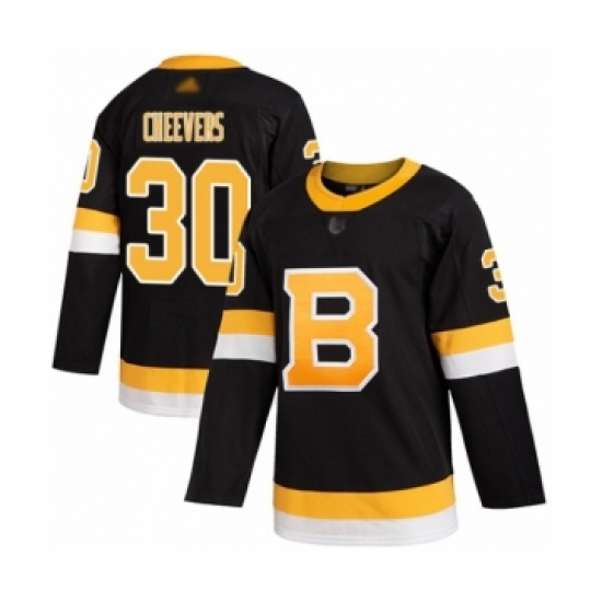 Men's Boston Bruins 30 Gerry Cheevers Authentic Black Alternate Hockey Jersey
