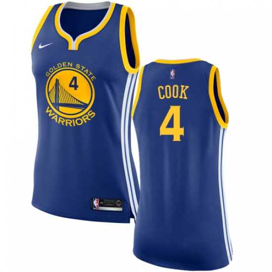 Women's Nike Golden State Warriors 4 Quinn Cook Swingman Royal Blue NBA Jersey - Icon Edition