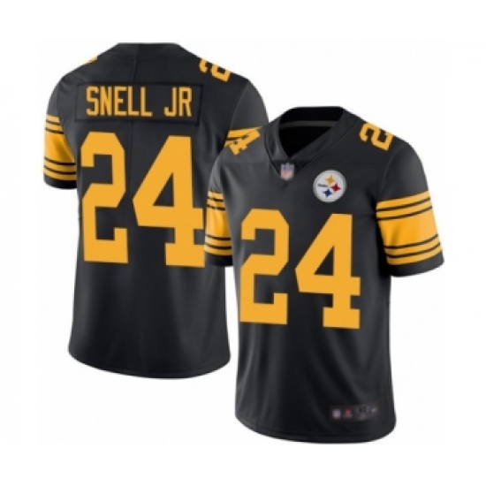 Men's Pittsburgh Steelers 24 Benny Snell Jr. Limited Black Rush Vapor Untouchable Football Jersey