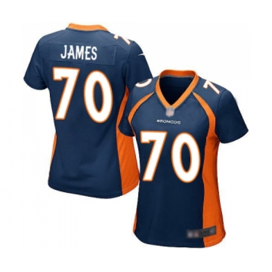 Women's Denver Broncos 70 Ja Wuan James Game Navy Blue Alternate Football Jersey