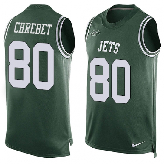 Men's Nike New York Jets 80 Wayne Chrebet Limited Green Player Name & Number Tank Top NFL Jersey