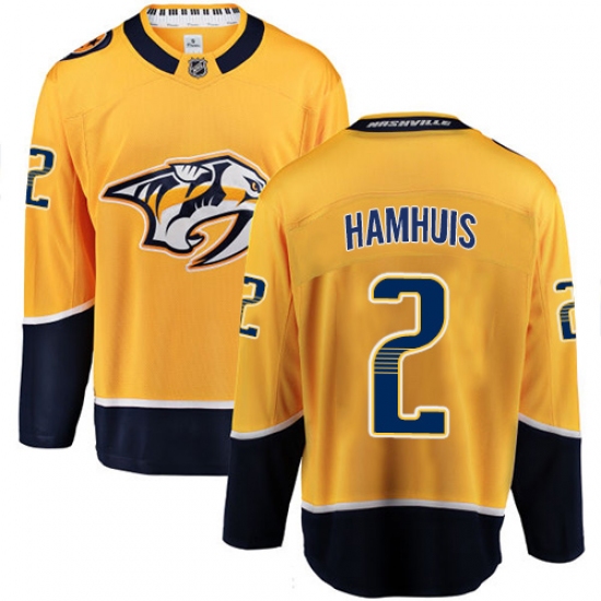 Men's Nashville Predators 2 Dan Hamhuis Fanatics Branded Gold Home Breakaway NHL Jersey