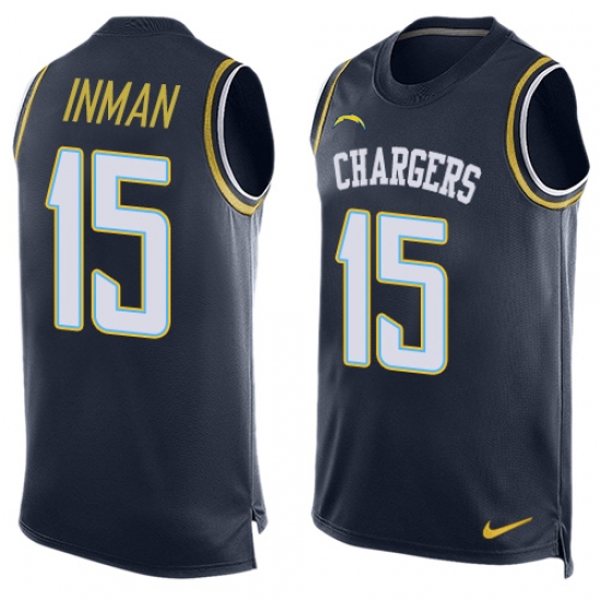 Men's Nike Los Angeles Chargers 15 Dontrelle Inman Limited Navy Blue Player Name & Number Tank Top NFL Jersey