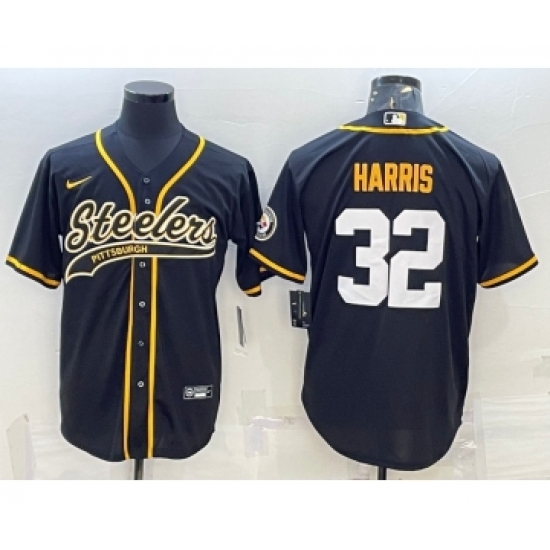Men's Pittsburgh Steelers 32 Franco Harris Black With Patch Cool Base Stitched Baseball Jerseys