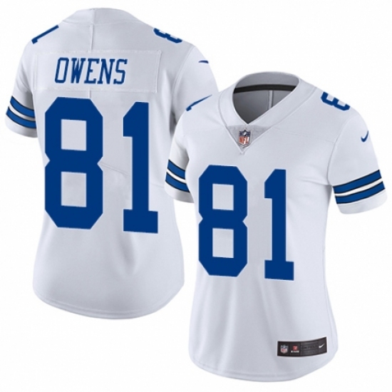 Women's Nike Dallas Cowboys 81 Terrell Owens White Vapor Untouchable Elite Player NFL Jersey