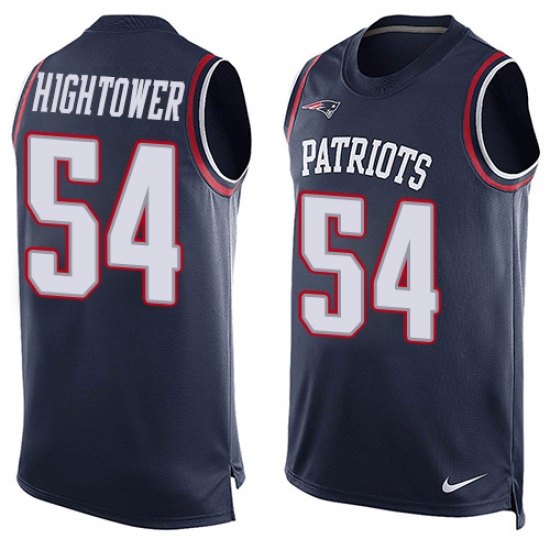 Men's Nike New England Patriots 54 Dont'a Hightower Limited Navy Blue Player Name & Number Tank Top NFL Jersey