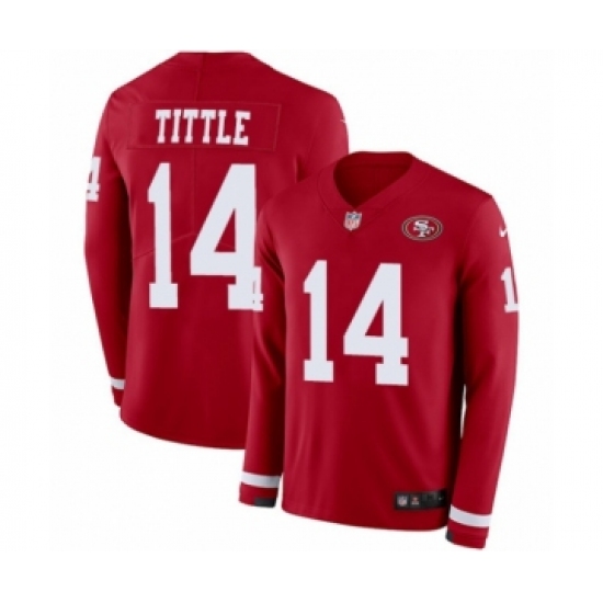 Youth Nike San Francisco 49ers 14 Y.A. Tittle Limited Red Therma Long Sleeve NFL Jersey