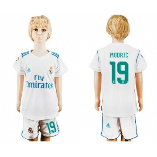 Real Madrid 19 Modric White Home Kid Soccer Club Jersey