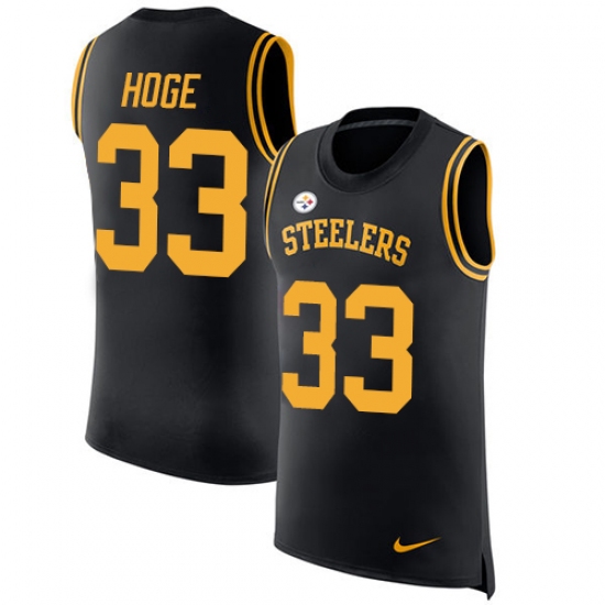 Men's Nike Pittsburgh Steelers 33 Merril Hoge Limited Black Rush Player Name & Number Tank Top NFL Jersey