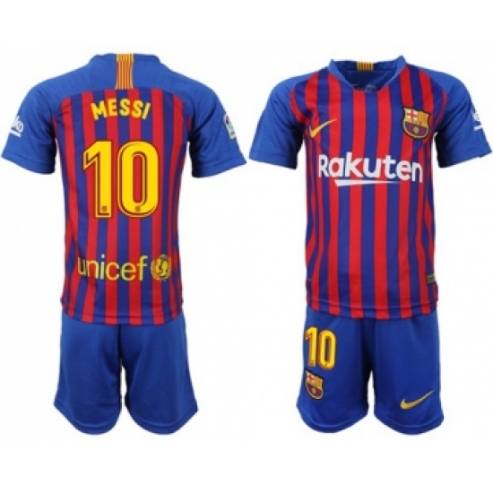 Barcelona 10 Messi Home Kid Soccer Club Jersey