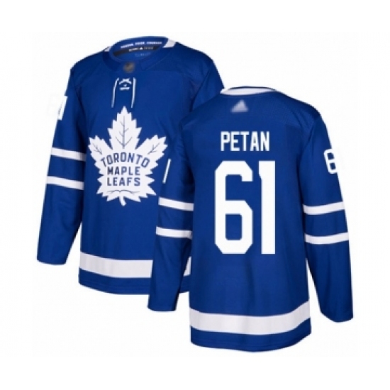 Men's Toronto Maple Leafs 61 Nic Petan Authentic Royal Blue Home Hockey Jersey