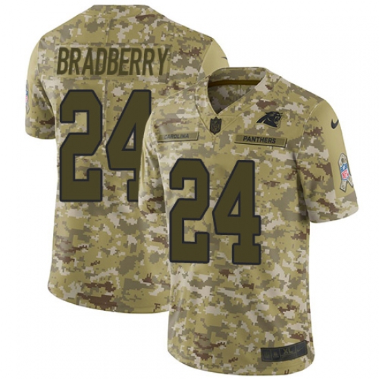 Men's Nike Carolina Panthers 24 James Bradberry Limited Camo 2018 Salute to Service NFL Jersey