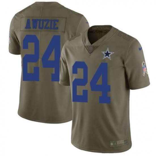 Men's Nike Dallas Cowboys 24 Chidobe Awuzie Limited Olive 2017 Salute to Service NFL Jersey