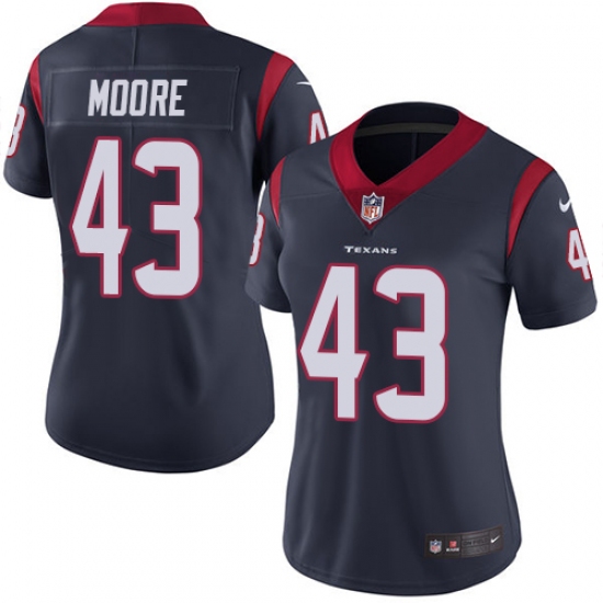 Women's Nike Houston Texans 43 Corey Moore Navy Blue Team Color Vapor Untouchable Limited Player NFL Jersey