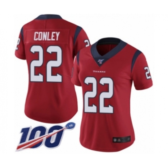 Women's Houston Texans 22 Gareon Conley Red Alternate Vapor Untouchable Limited Player 100th Season Football Jersey