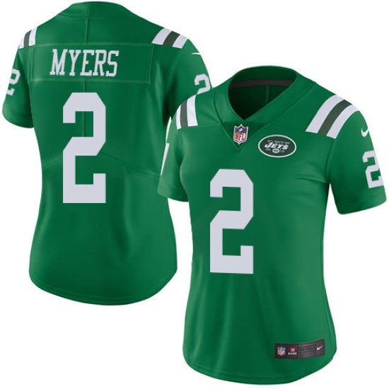 Women Nike New York Jets 2 Jason Myers Limited Green Rush Vapor Untouchable NFL Jersey