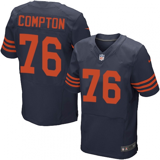 Men's Nike Chicago Bears 76 Tom Compton Elite Navy Blue Alternate NFL Jersey