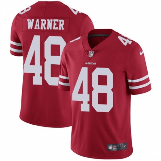 Youth Nike San Francisco 49ers 48 Fred Warner Red Team Color Vapor Untouchable Limited Player NFL Jersey