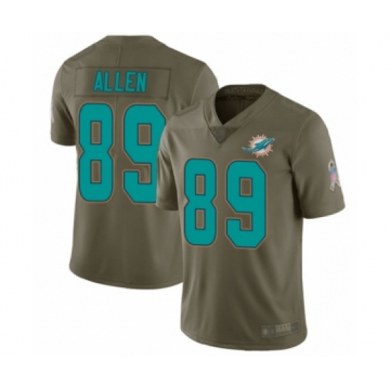 Men's Miami Dolphins 89 Dwayne Allen Limited Olive 2017 Salute to Service Football Jersey