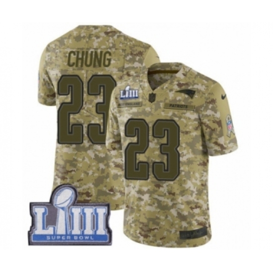 Men's Nike New England Patriots 23 Patrick Chung Limited Camo 2018 Salute to Service Super Bowl LIII Bound NFL Jersey