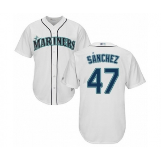Youth Seattle Mariners 47 Ricardo Sanchez Authentic White Home Cool Base Baseball Player Jersey