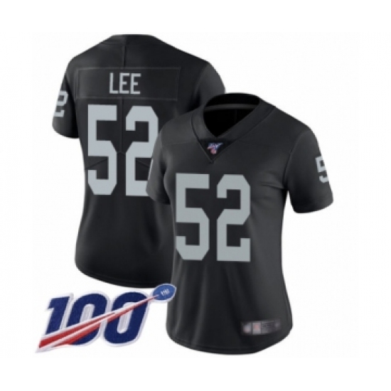 Women's Oakland Raiders 52 Marquel Lee Black Team Color Vapor Untouchable Limited Player 100th Season Football Jersey
