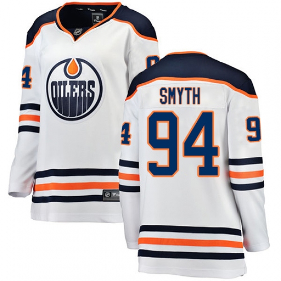 Women's Edmonton Oilers 94 Ryan Smyth Authentic White Away Fanatics Branded Breakaway NHL Jersey