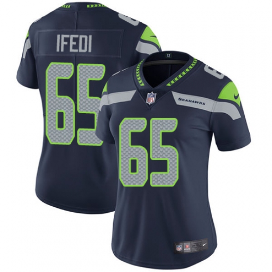 Women's Nike Seattle Seahawks 65 Germain Ifedi Navy Blue Team Color Vapor Untouchable Limited Player NFL Jersey