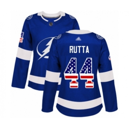 Women's Tampa Bay Lightning 44 Jan Rutta Authentic Blue USA Flag Fashion Hockey Jersey