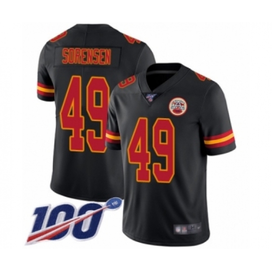 Men's Kansas City Chiefs 49 Daniel Sorensen Limited Black Rush Vapor Untouchable 100th Season Football Jersey