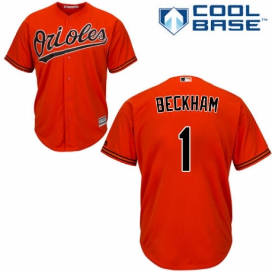 Men's Majestic Baltimore Orioles 1 Tim Beckham Replica Orange Alternate Cool Base MLB Jersey